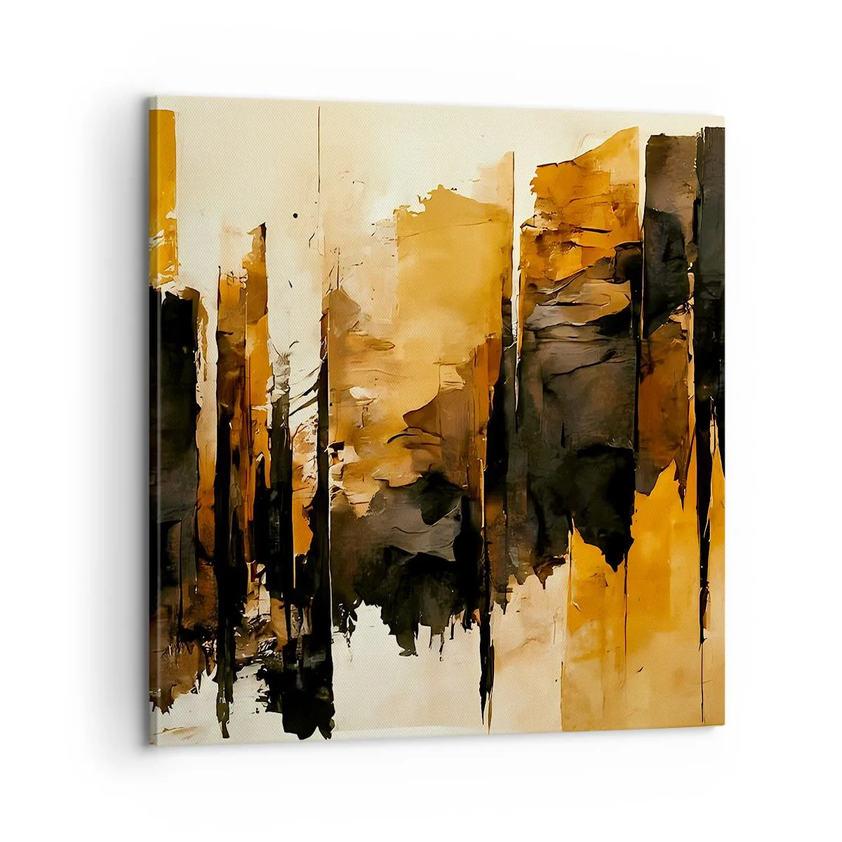 Quadro em tela - Harmonia de preto e dourado - 60x60 cm