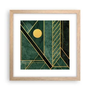 Pôster com moldura de carvalho claro - A dinâmica do ouro e do azul - 30x30 cm