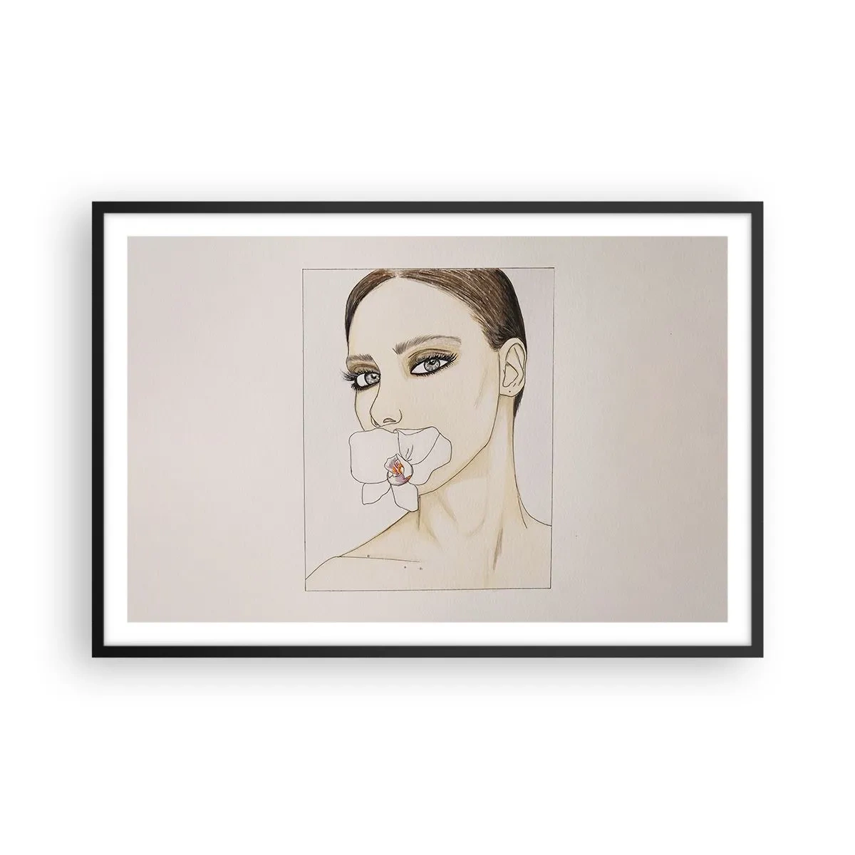 Pôster com moldura preta - Símbolo de elegância e beleza - 91x61 cm
