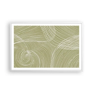 Pôster em moldura branca - Abstração intrincada em branco - 91x61 cm