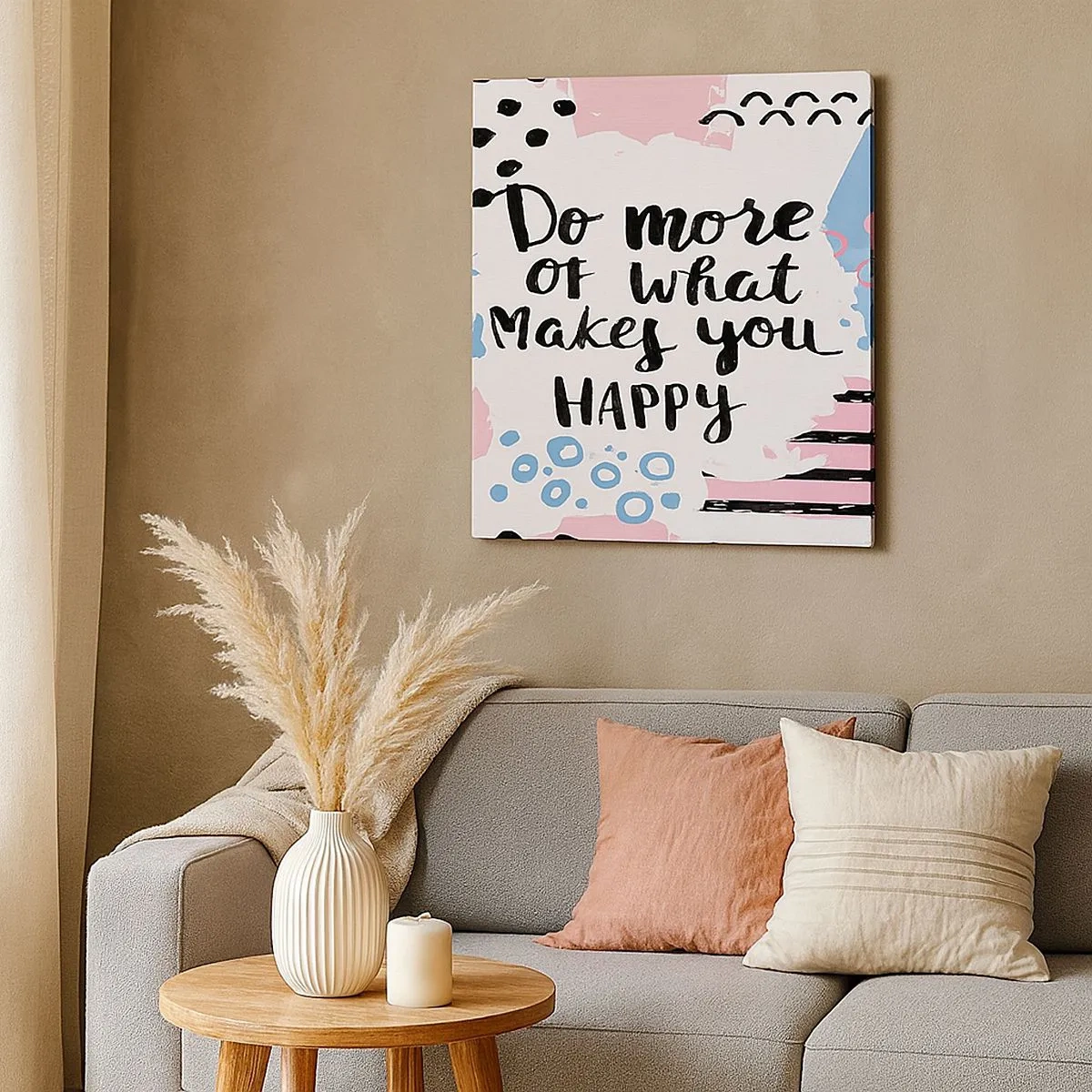 Quadro em tela - Como ser feliz - 30x30 cm