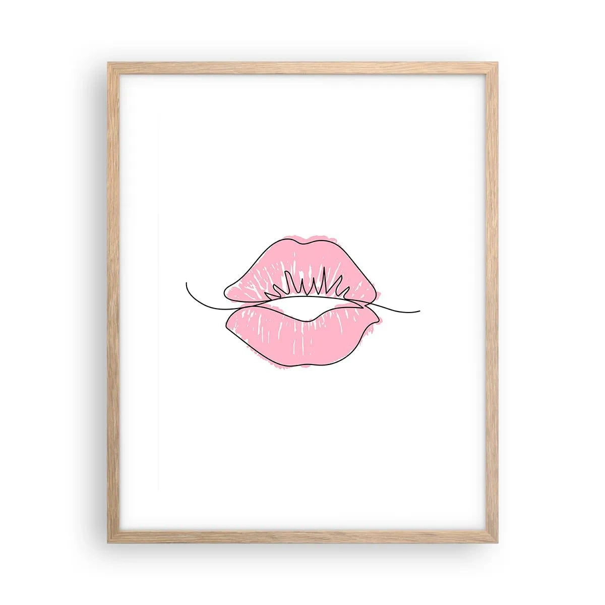 Pôster com moldura de carvalho claro - Pronto para beijar? - 40x50 cm