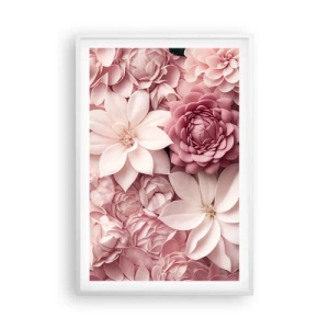 Pôster em moldura branca - Em pétalas rosa - 61x91 cm
