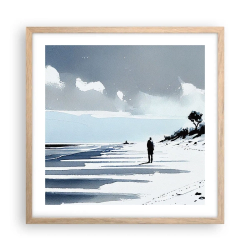 Pôster com moldura de carvalho claro - Sozinho - 50x50 cm