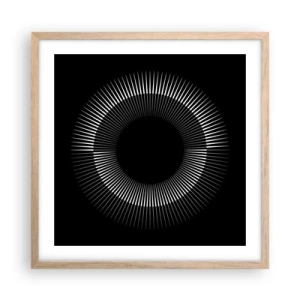 Pôster com moldura de carvalho claro - Sol preto - 50x50 cm
