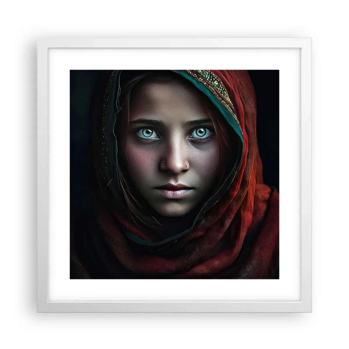 Pôster em moldura branca - Princesa oriental - 40x40 cm