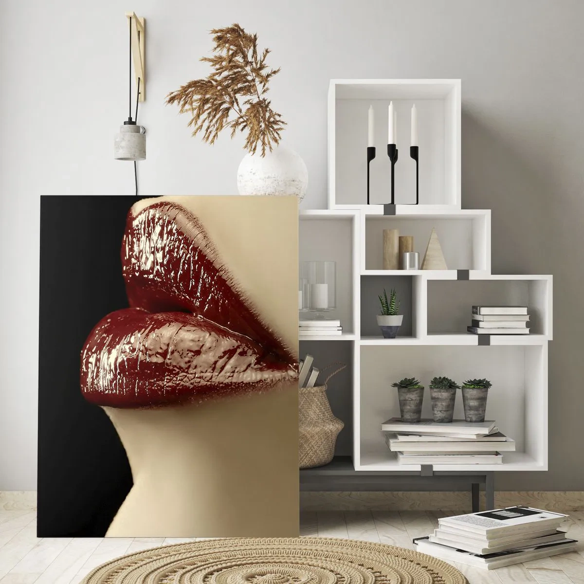 Quadro em vidro - Sensualidade e brilho do carmim - 80x120 cm