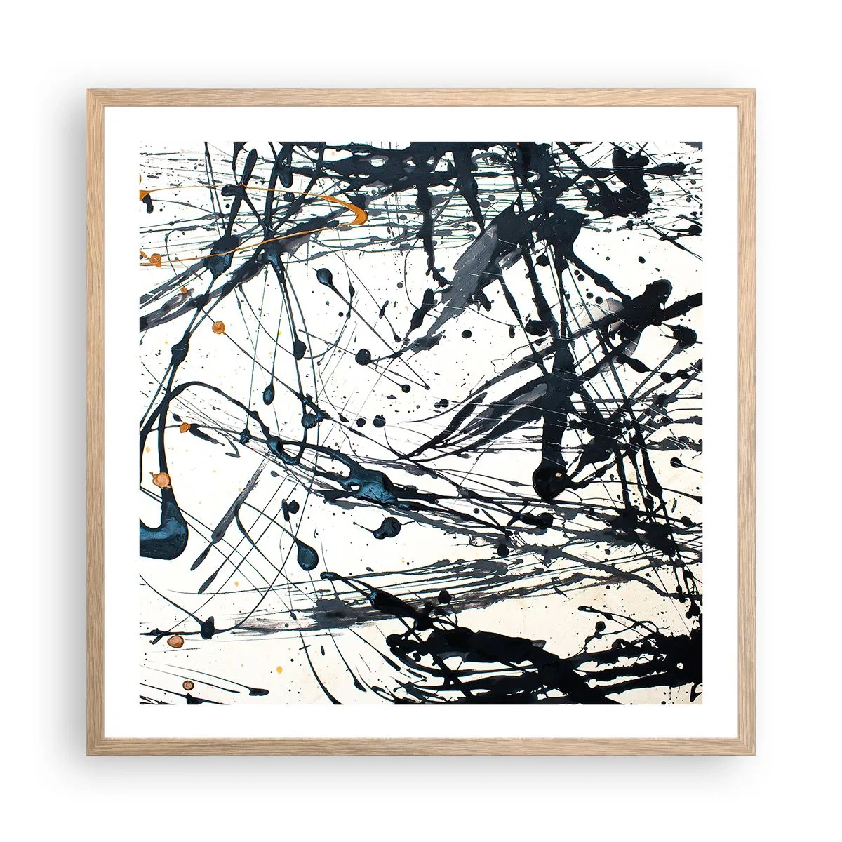 Pôster com moldura de carvalho claro - Abstração expressionista - 60x60 cm