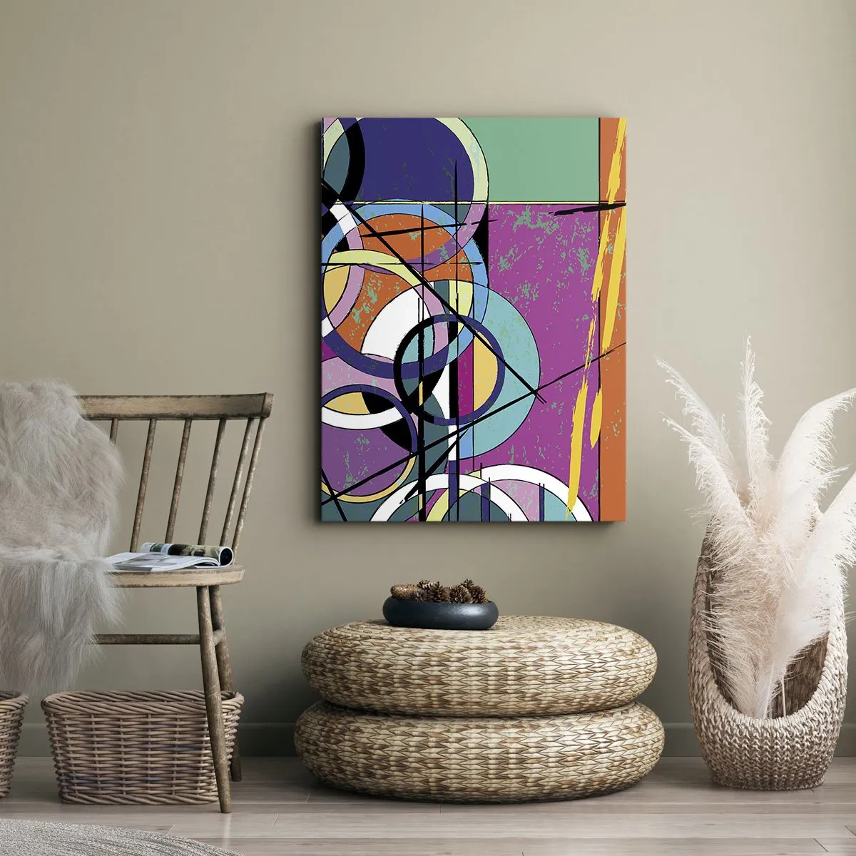 Quadro em tela - Círculo entre círculos - 65x120 cm