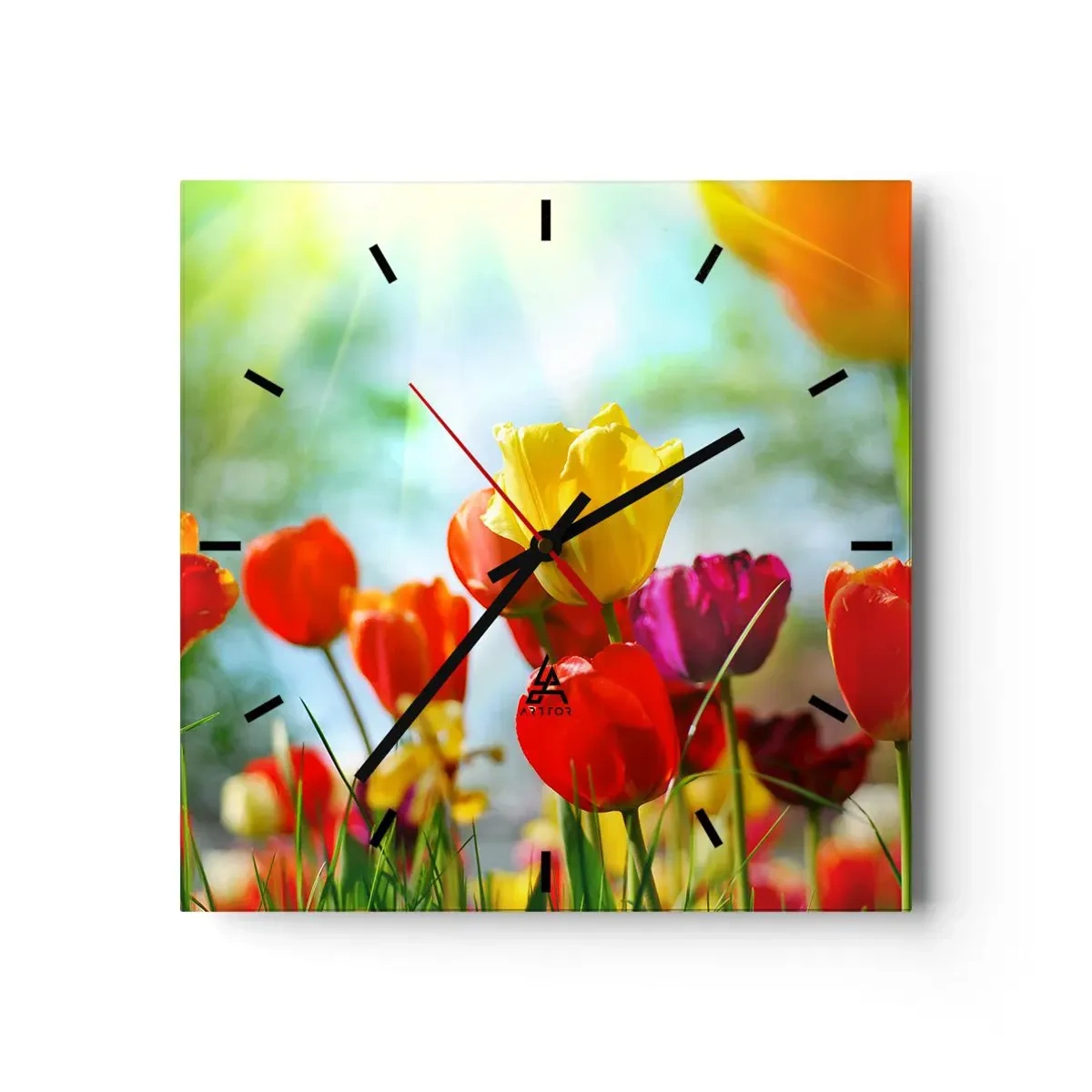 Relógio de parede - Relógio em vidro - Todas as cores do sol - 30x30 cm