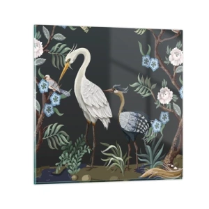 Quadro em vidro - Desfile de pássaros - 40x40 cm