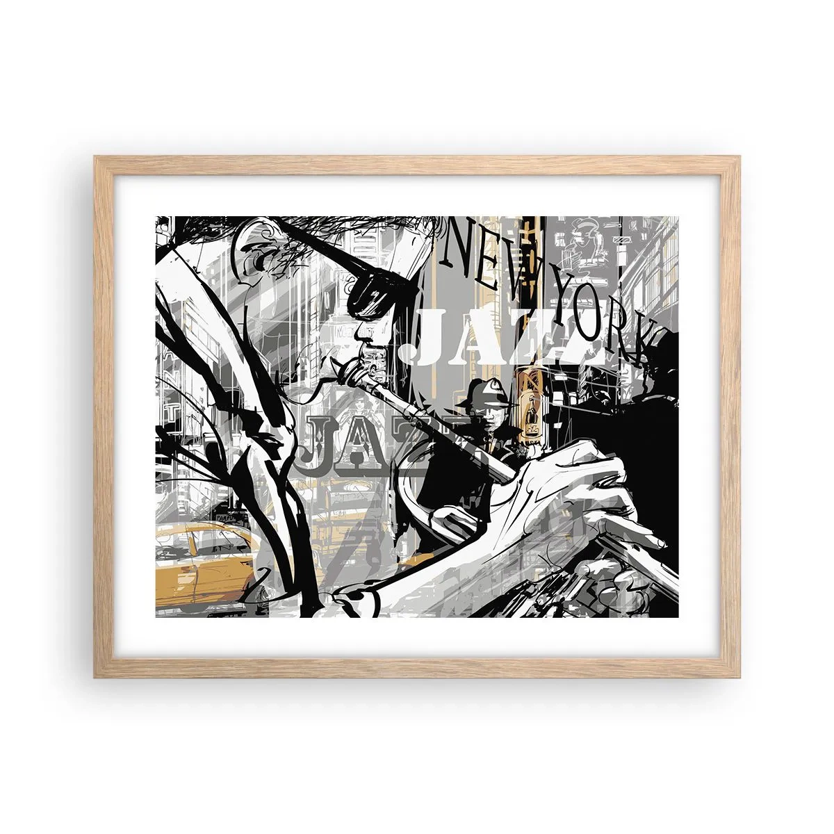 Pôster com moldura de carvalho claro - Ao ritmo de Nova Iorque - 50x40 cm