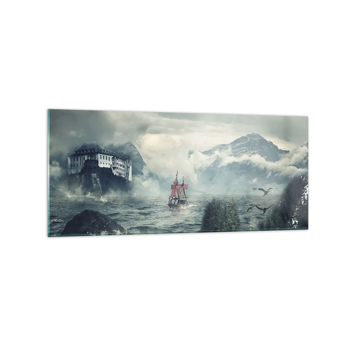 Quadro em vidro - Nas águas mágicas - 120x50 cm