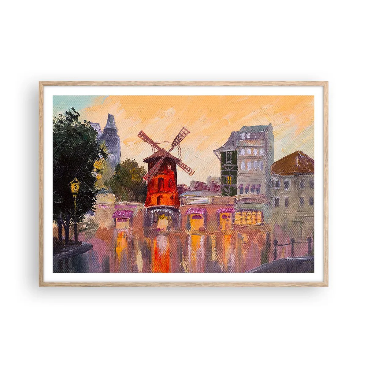 Pôster com moldura de carvalho claro - Ícones parisienses – Moulin Rouge - 100x70 cm