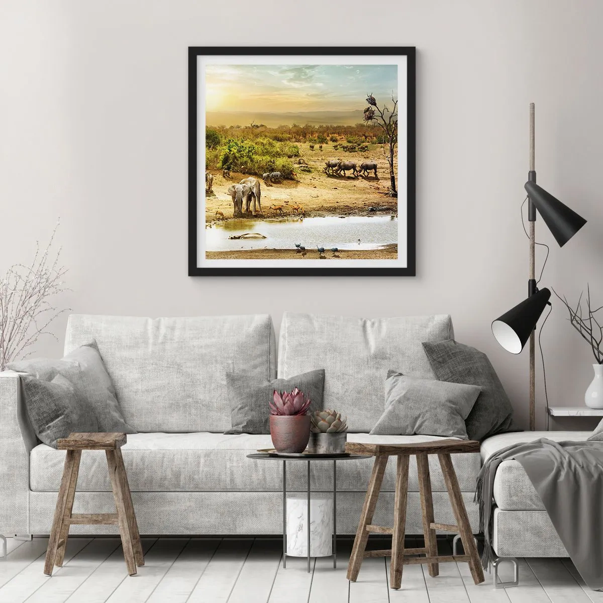 Pôster com moldura preta - Um rio corria no Éden... - 50x50 cm