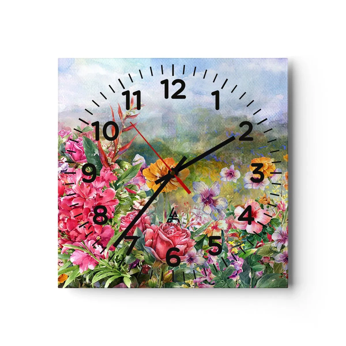 Relógio de parede - Relógio em vidro - O jardim que enlouqueceu - 30x30 cm