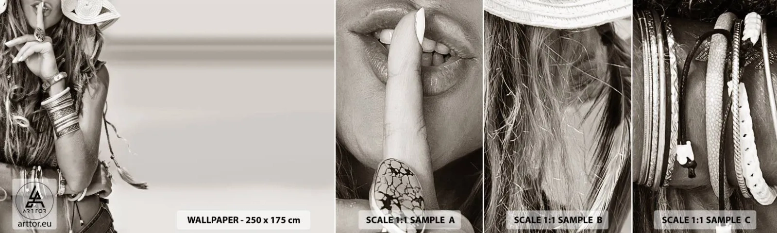 Amostra de papel de parede autocolante Deluxe Sticker - Como uma menina - Mulher, Boho, Vintage - 100x30 cm