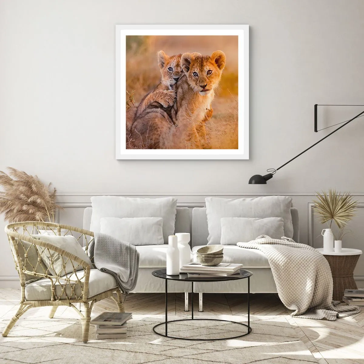 Pôster em moldura branca - Não perturbe! Estamos a divertir-nos - 30x30 cm