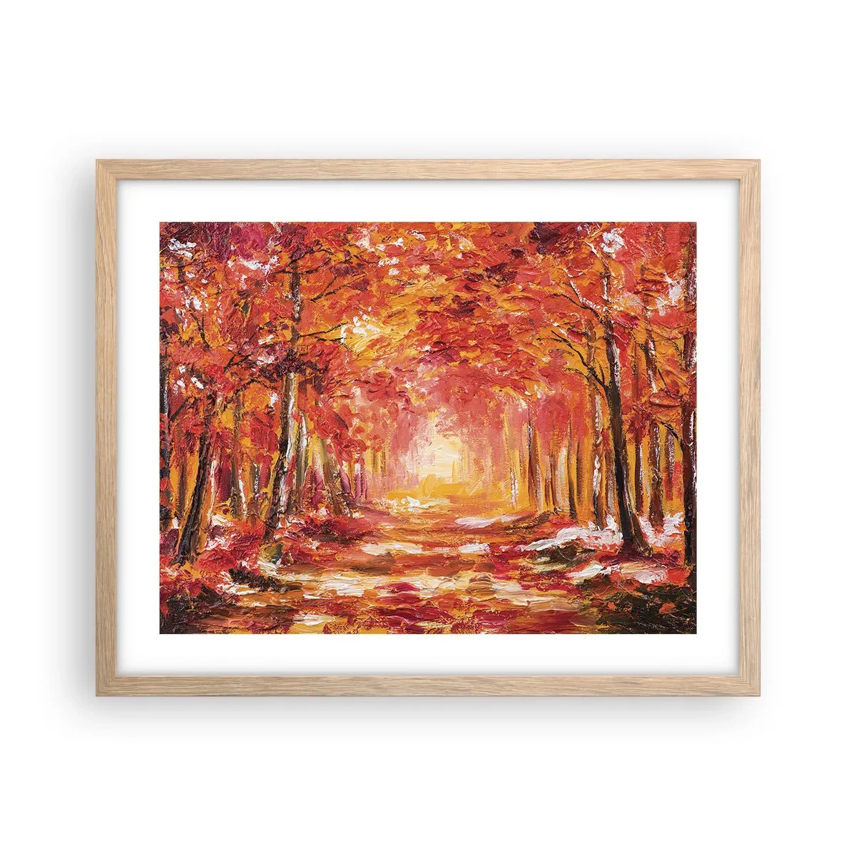 Pôster com moldura de carvalho claro - Floresta de cobre - 50x40 cm
