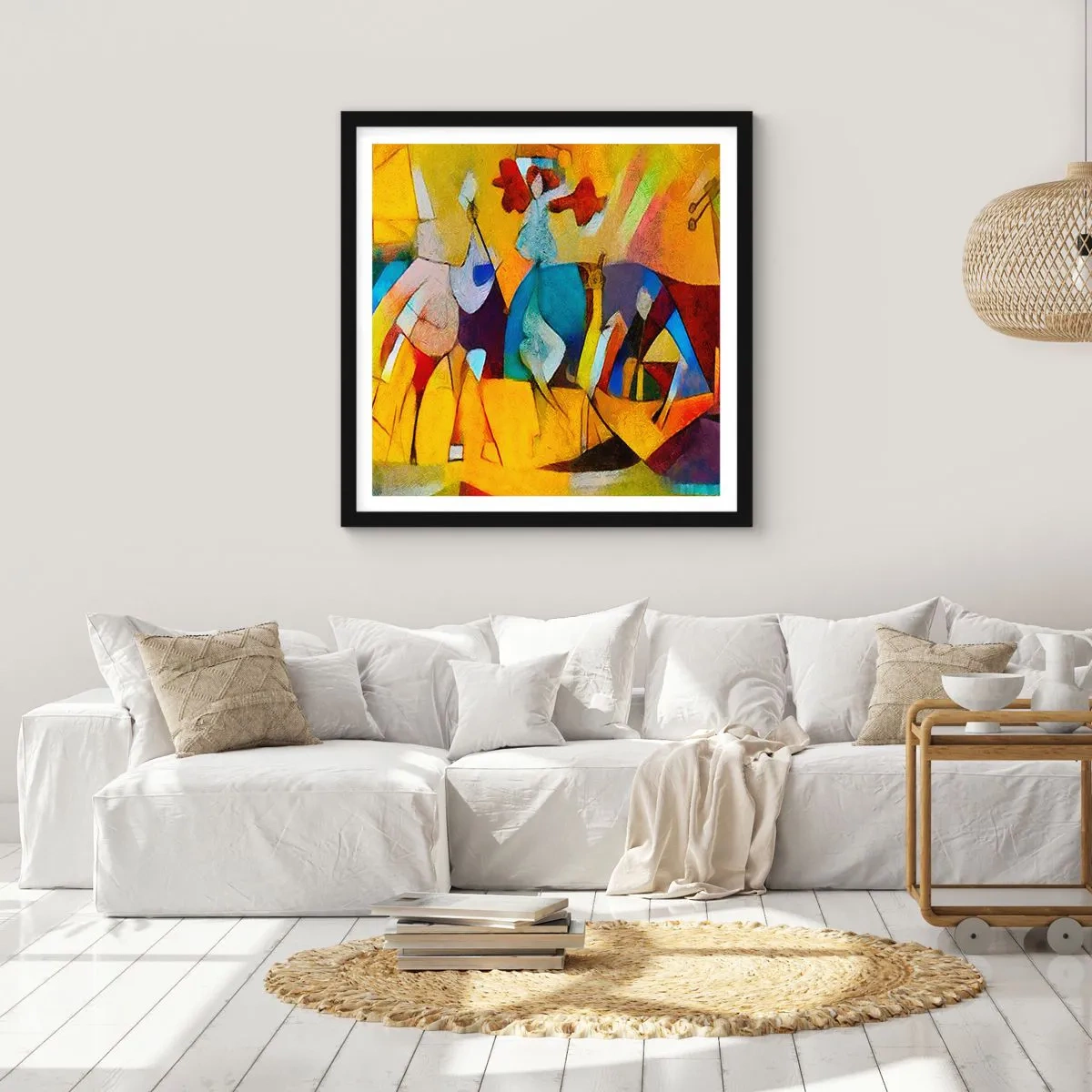 Pôster com moldura preta - Sol - vida - alegria - 50x50 cm