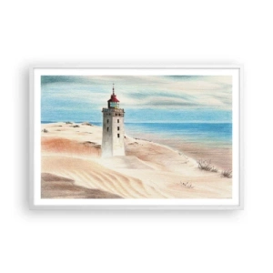 Pôster em moldura branca - Sempre a olhar para o mar - 91x61 cm