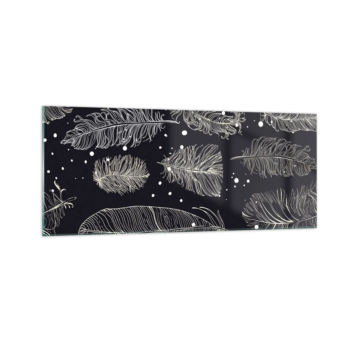 Quadro em vidro - Rendas de penas - 100x40 cm