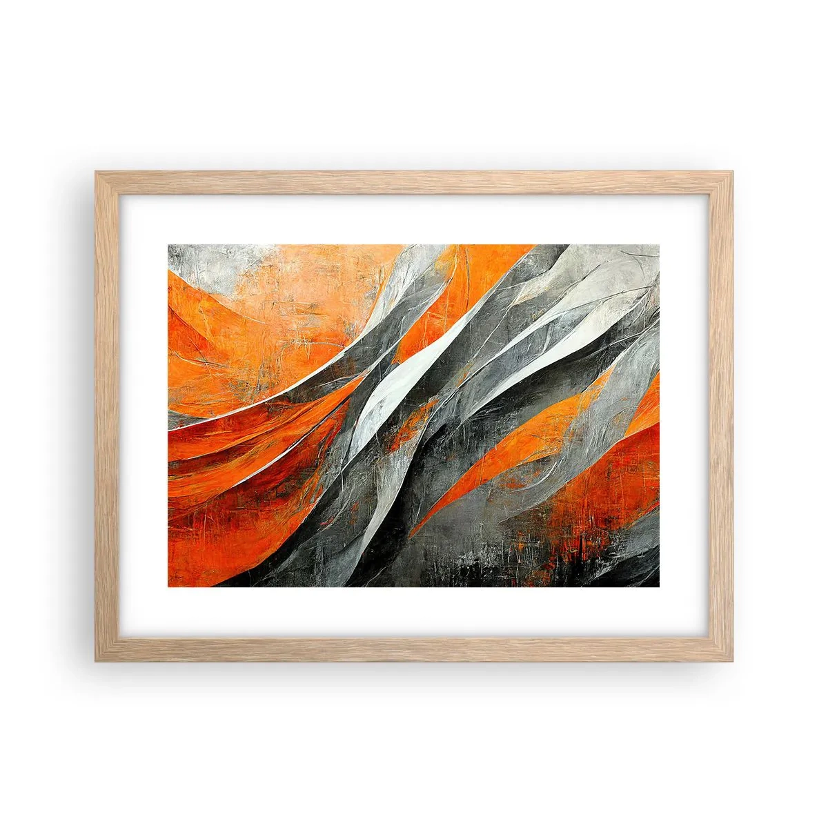 Pôster com moldura de carvalho claro - Calor e frio - 40x30 cm