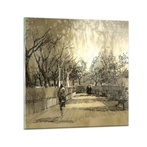 Quadro em vidro - Um momento capturado por uma pena - 60x60 cm