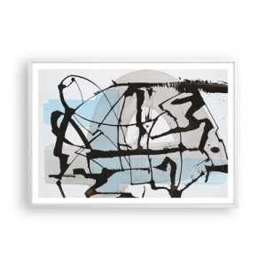 Pôster em moldura branca - Azul mesmo assim - 100x70 cm