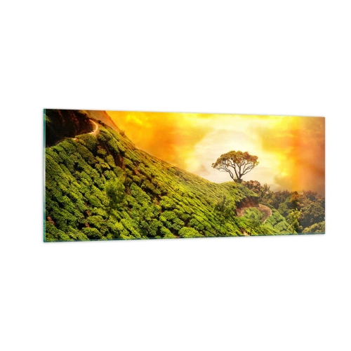Quadro em vidro - Um caminho sinuoso, uma encosta verde - 100x40 cm