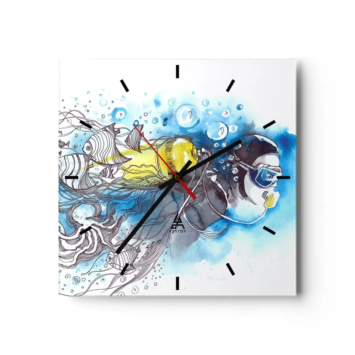 Relógio de parede - Relógio em vidro - Azul Infinito - 30x30 cm