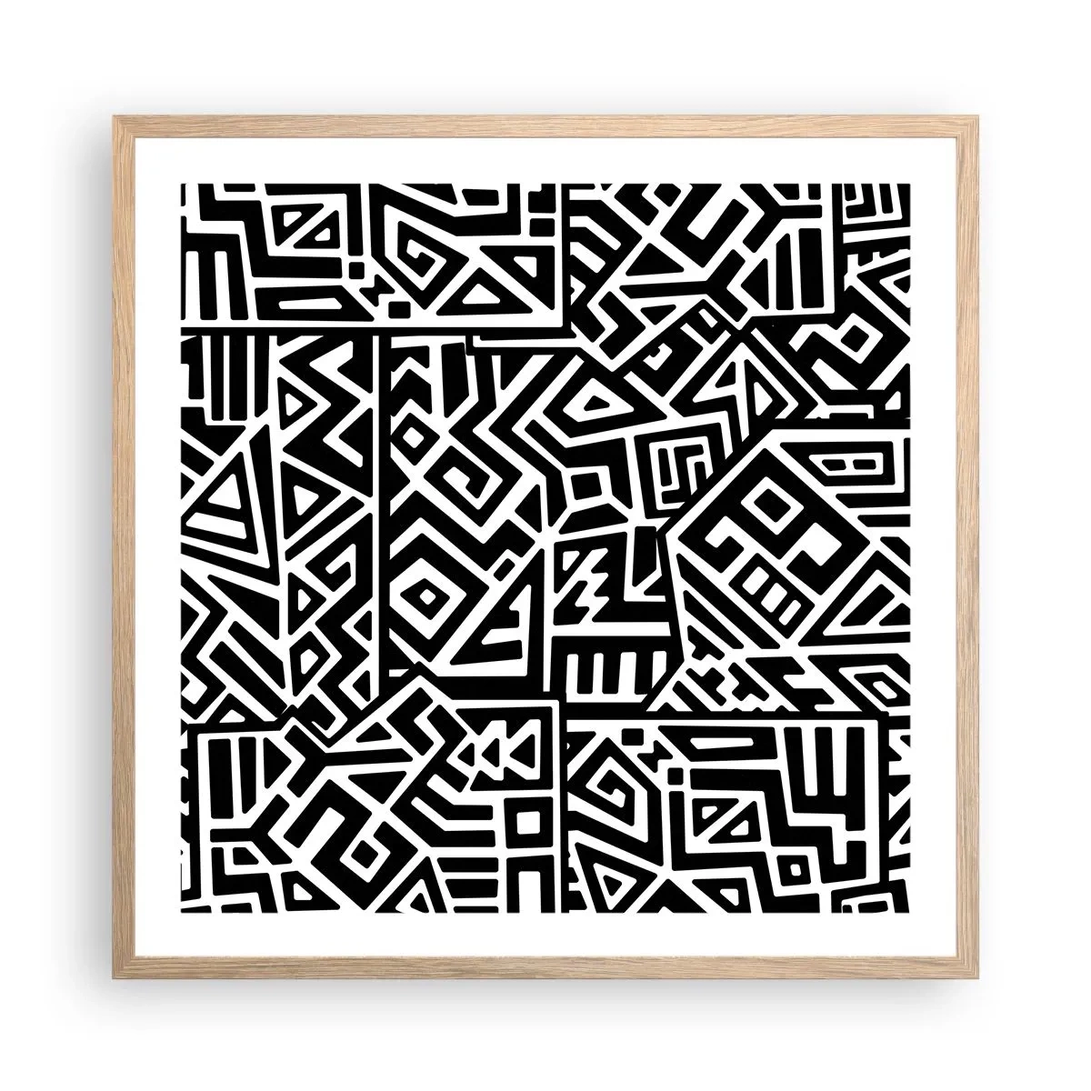 Pôster com moldura de carvalho claro - Composição pré-colombiana - 60x60 cm