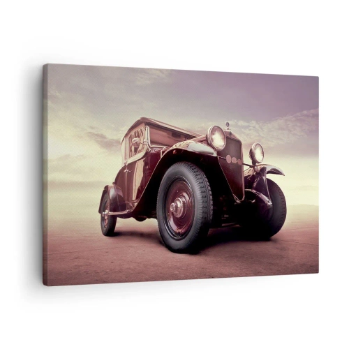 Quadro em tela - Um carro antigo em estilo clássico contra o céu - 70x50cm - Voltemos aos velhos tempos.... - Decoração de parede moderna para a sala de estar e quarto ARTTOR