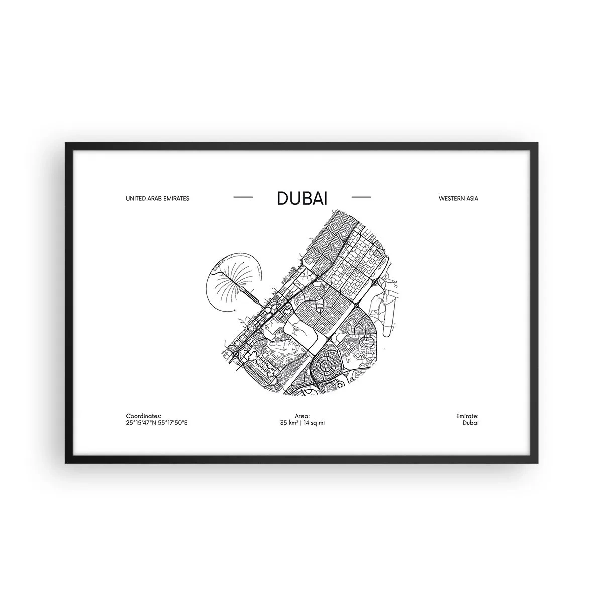 Pôster com moldura preta - Anatomia de Dubai - 91x61 cm