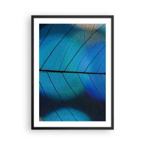 Pôster com moldura preta - Close-up de uma folha azul com nervuras proeminentes - 50x70cm - Construção complexa - Decoração de parede moderna para a sala de estar e quarto ARTTOR