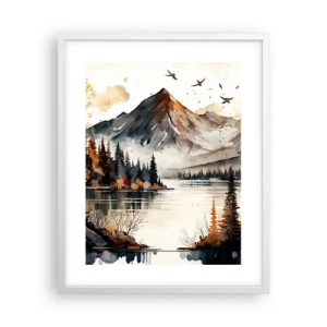 Pôster em moldura branca - Outono dourado nas montanhas - 40x50 cm
