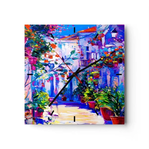 Relógio de parede - Relógio em vidro - Impressão - rua italiana - 30x30 cm