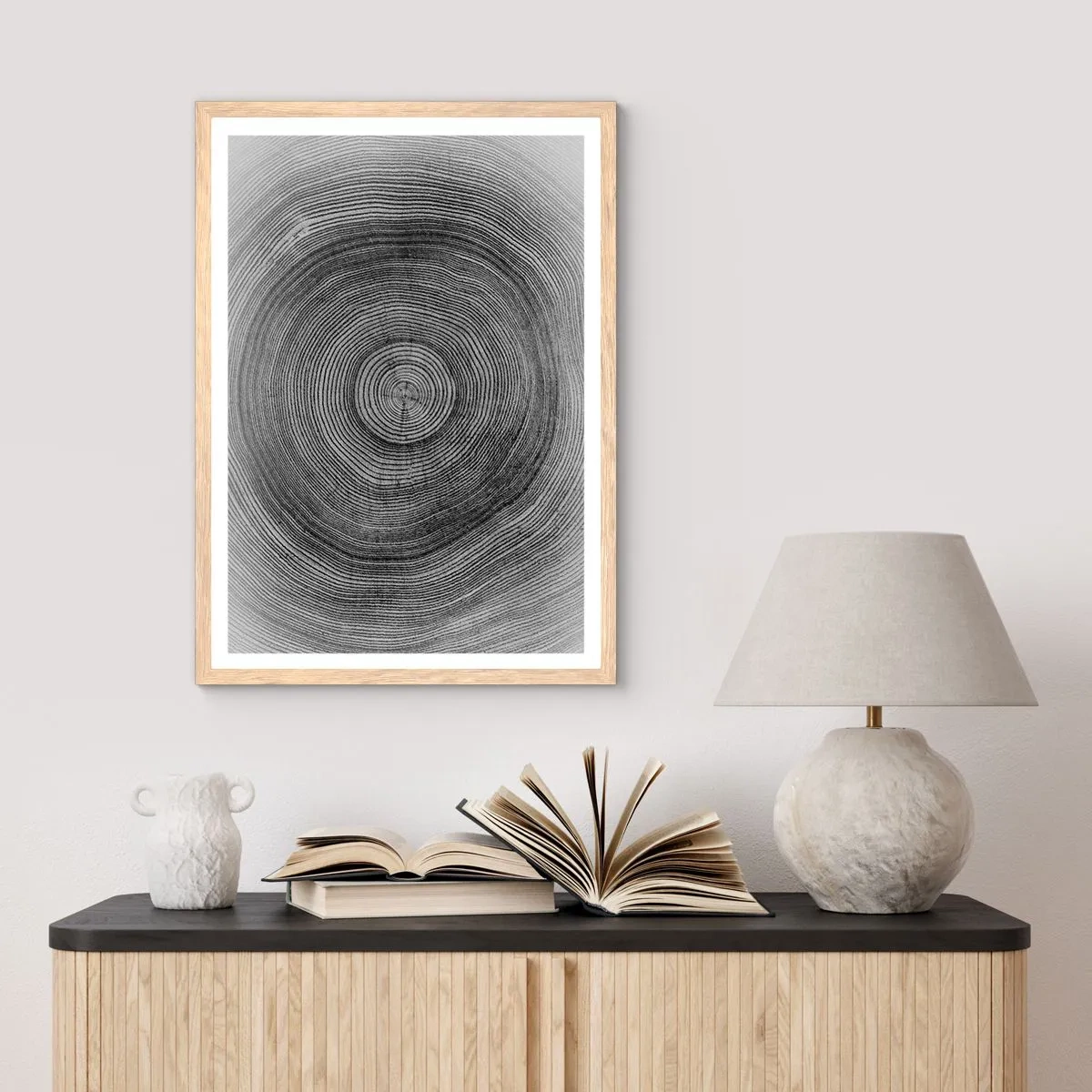 Pôster com moldura de carvalho claro - Sinal dos tempos - 61x91 cm