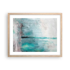 Pôster com moldura de carvalho claro - Horizontalmente em azul - 50x40 cm