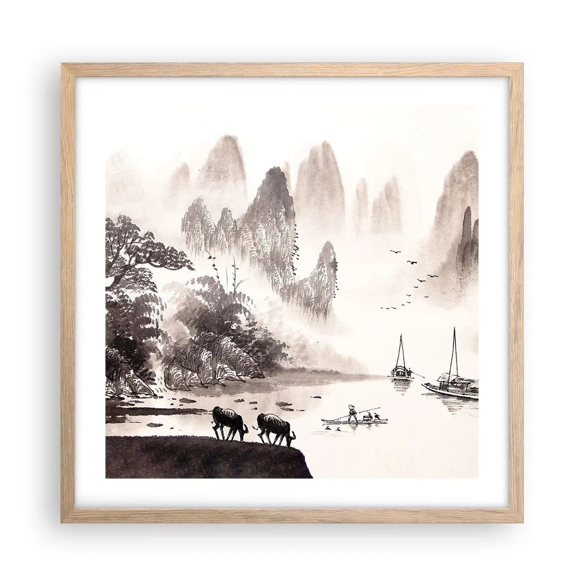 Pôster com moldura de carvalho claro - O cotidiano exótico do Oriente - 50x50 cm