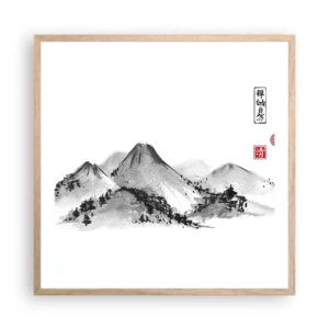 Pôster com moldura de carvalho claro - Para além do vale - 60x60 cm