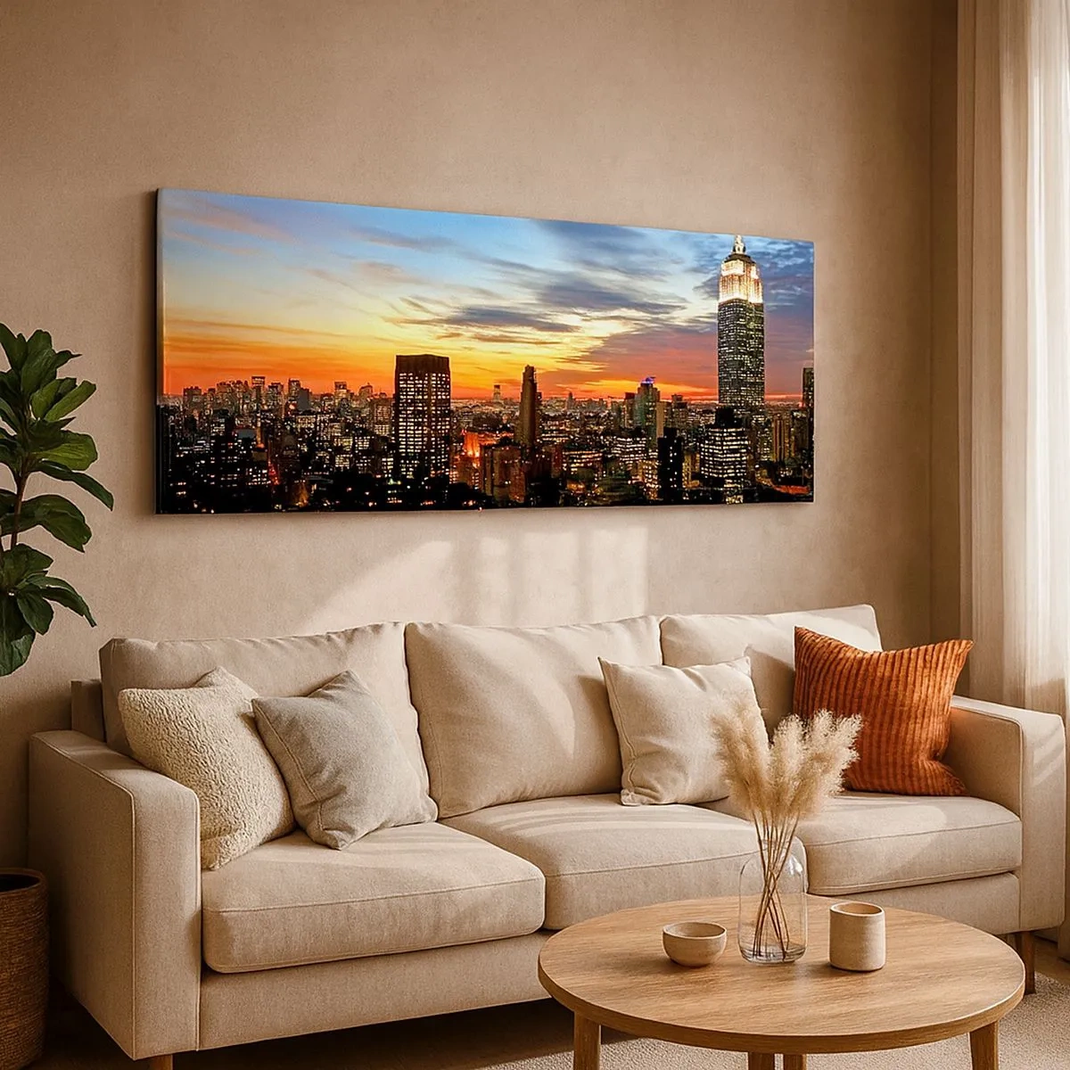 Quadro em tela - Noite Brilhante Americana - 100x40 cm