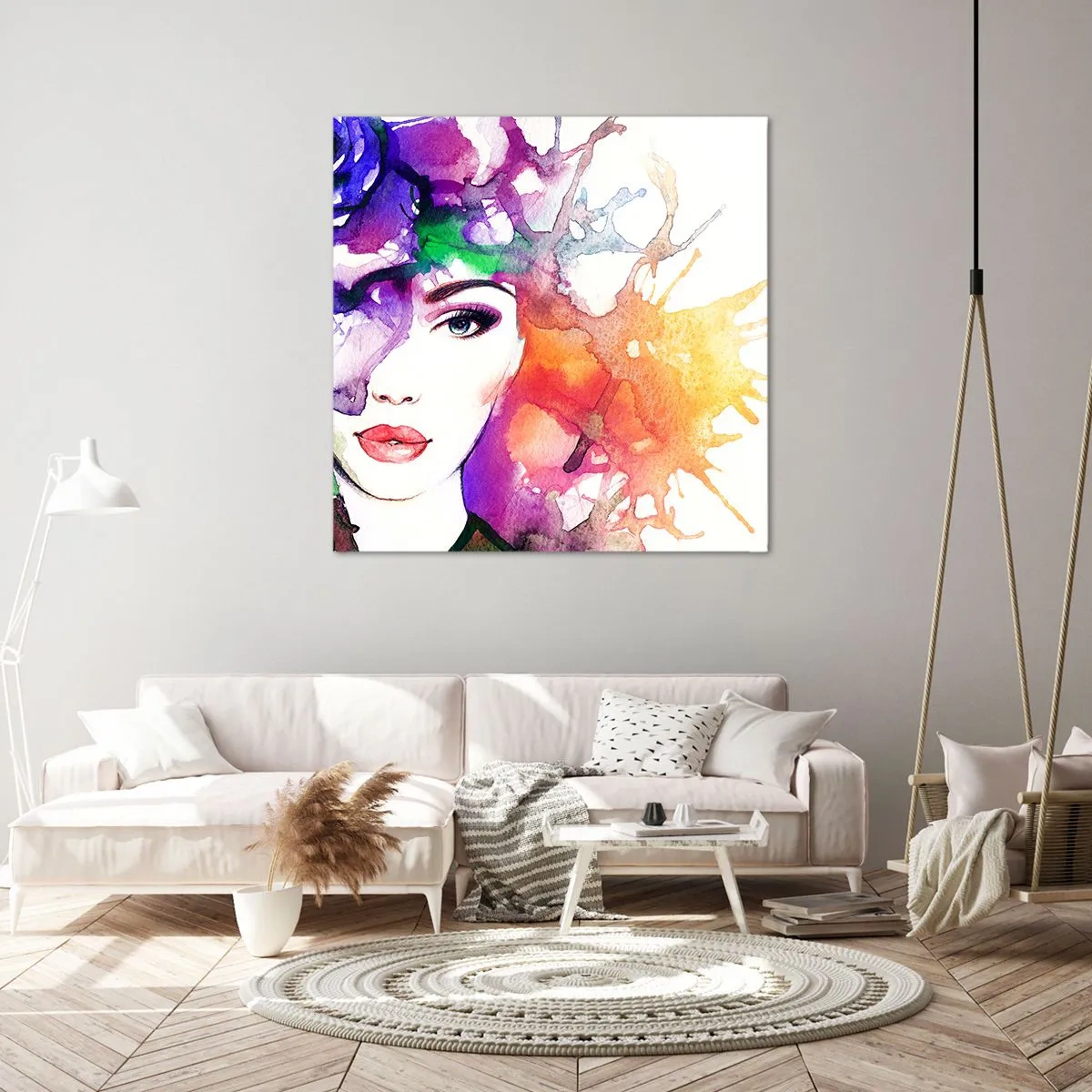 Quadro em tela - Com a cabeça nas nuvens - 50x50 cm