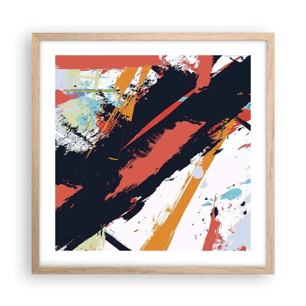 Pôster com moldura de carvalho claro - Composição dinâmica - 50x50 cm