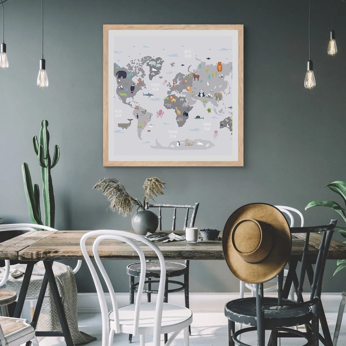 Pôster com moldura de carvalho claro - Diga-me de onde é... - 30x30 cm