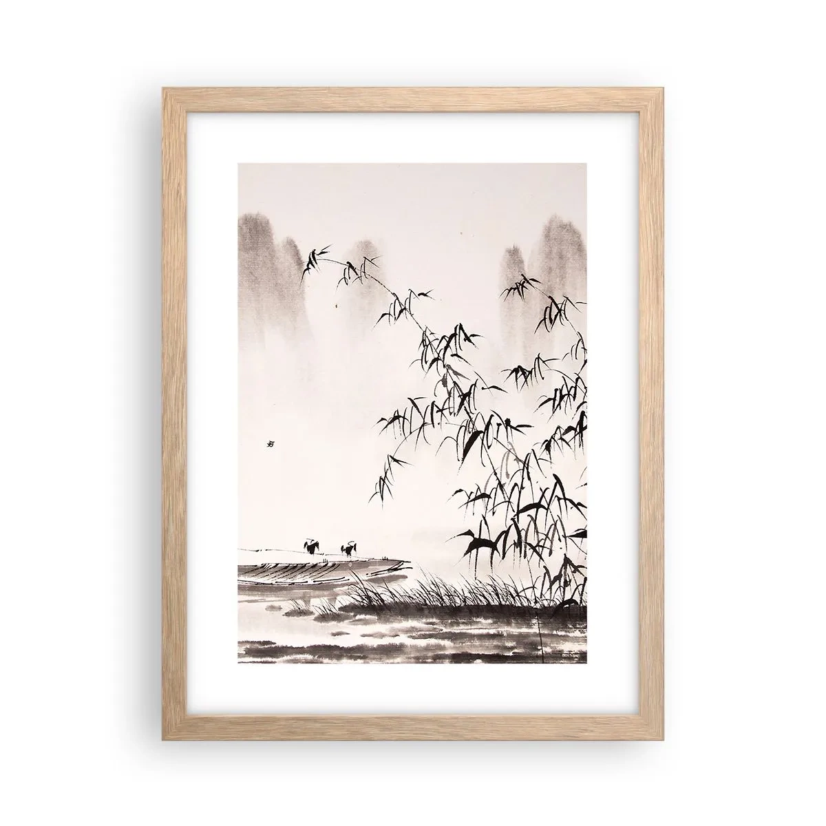 Pôster com moldura de carvalho claro - O silêncio dos campos de arroz - 30x40 cm