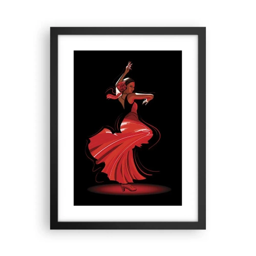 Pôster com moldura preta - O espírito ardente do flamenco - 30x40 cm