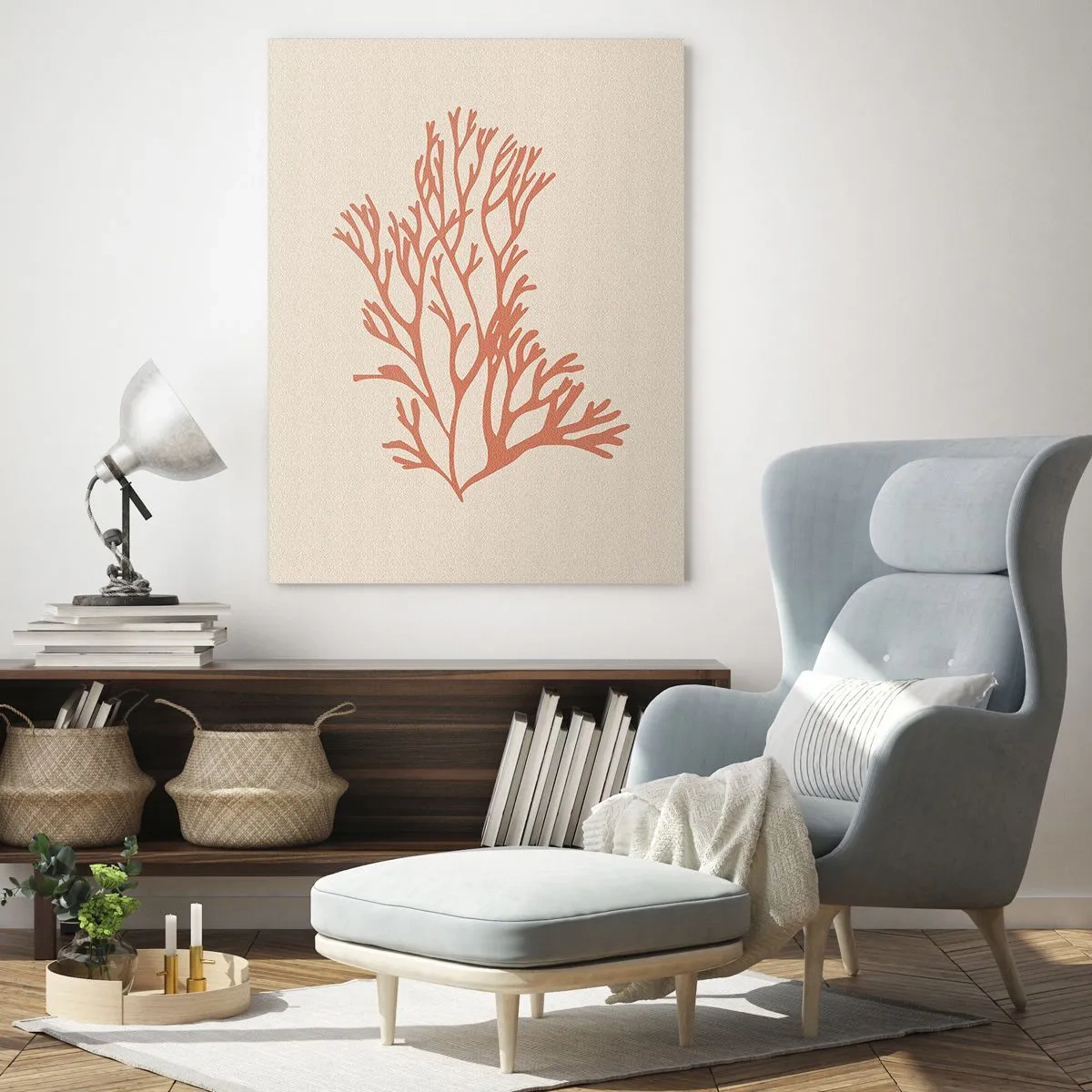 Quadro em vidro - Filigrana coral - 50x70 cm