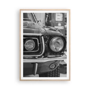 Pôster com moldura de carvalho claro - Condução perigosa - 70x100 cm