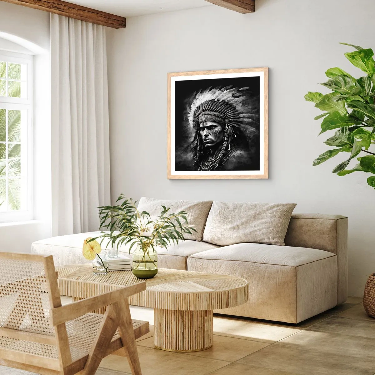 Pôster com moldura de carvalho claro - Um líder e um guerreiro - 60x60 cm